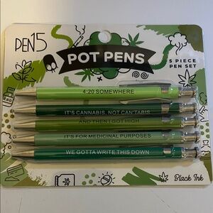 5-Piece Pen Set - Green Shades-Pot Pens